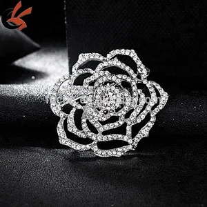 Crystal Rose Diamante Rhinestone Brooches For Weddings Decoration