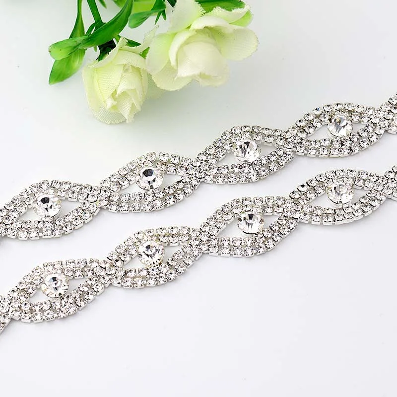 China factory crystal decoration bridal glass rhinestone trim chain for fashion jewelry decoration