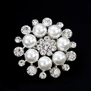 Faux Pearl Flower Embellishments Flatback Pearl Buttons for Wedding Party Home Decoration and DIY Crafts