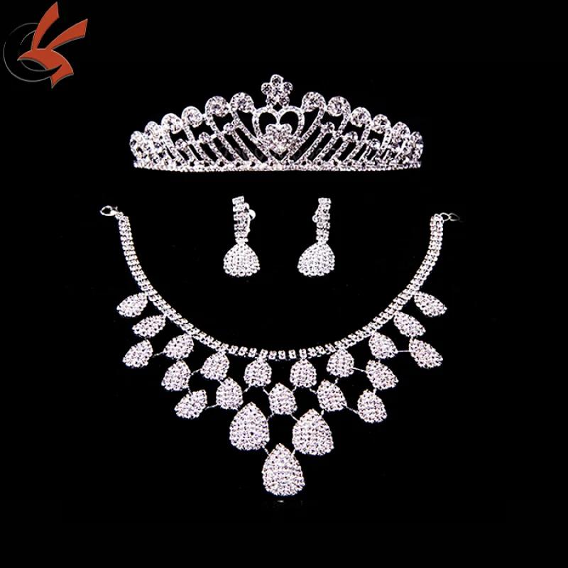 Crystal Rhinestone Teardrop Jewelry Set Crystal Wedding Necklace Set