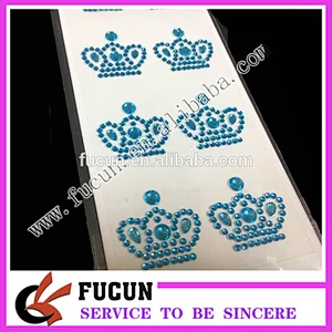Decorative Self Adhesive Diamond crown design Acrylic Crystal Rhinestone Stickers Sheet