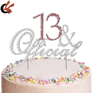 NEW rhinestone 13& Official  Teenager Birthday Cake Topper