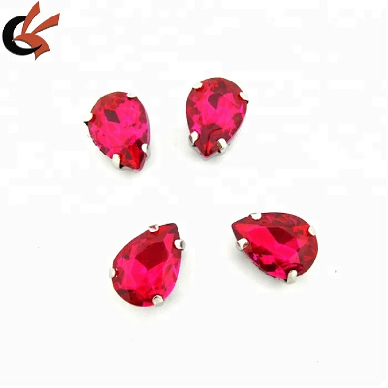 flat back sew on acrylic rhinestone with metal for garment decoration