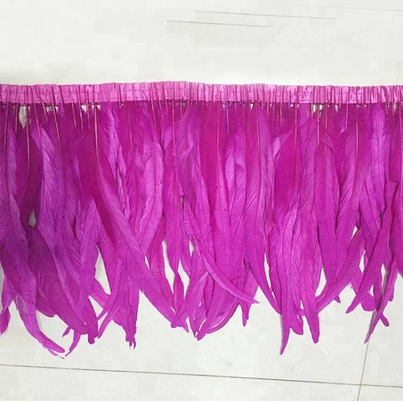 35-40cm natural tail feather fabric trimming dyed feathers thin long colored rooster feathers trimming for sale