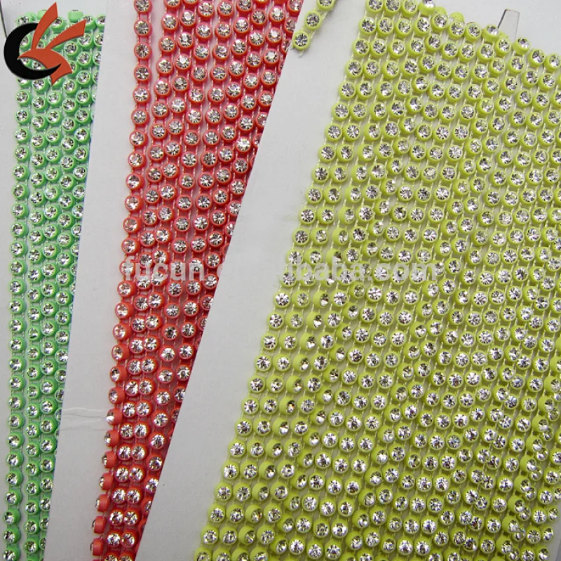 10yard 3mm clear rhinestone yellow plastic sparkling clear rhinestone trimming