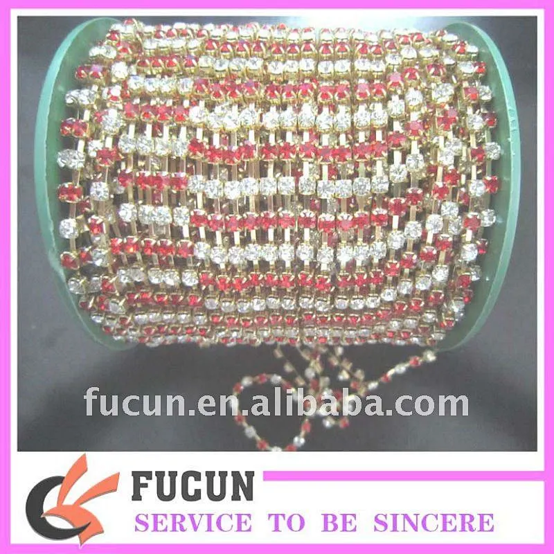 colorful rhinestone cup chain trimming decorations for party dresses/wedding dresses