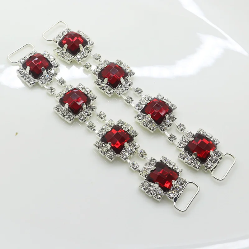 Shiny new products 120mm Metal red Rhinestone Bikini Connector in buckle