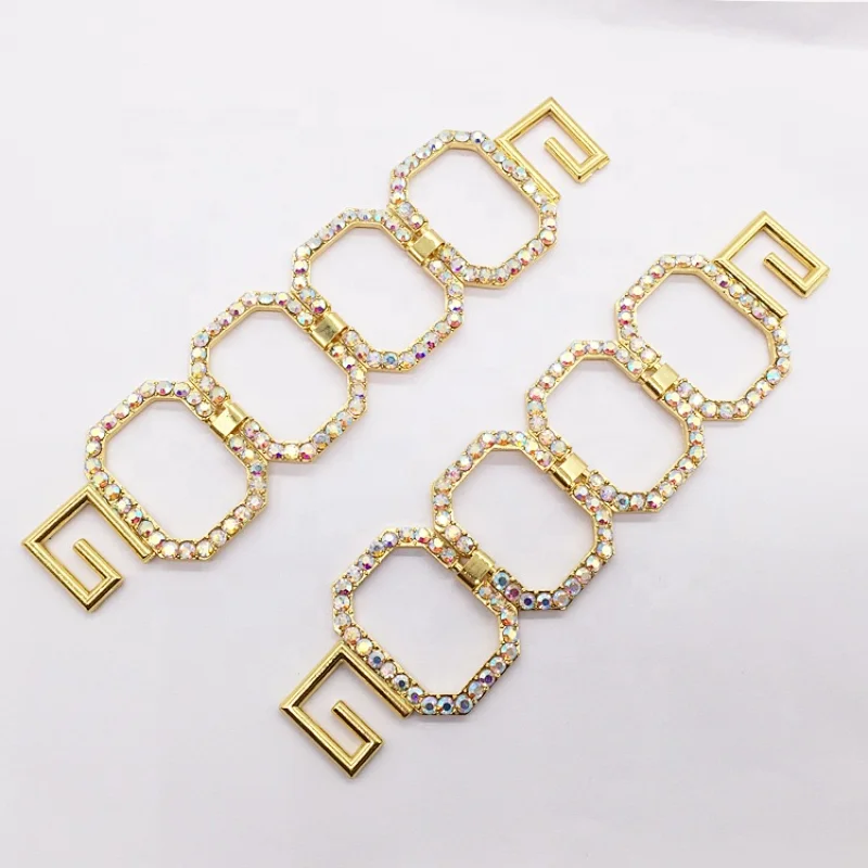 High Quality Factory Square Metal Gold Crystal AB Bikini Connector For Competition BikiniSuit