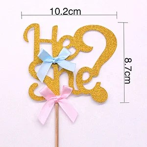 Party Supplies Babe Shower Happy Birthday He or She Cake Pop Sticks Paper Cake Topper