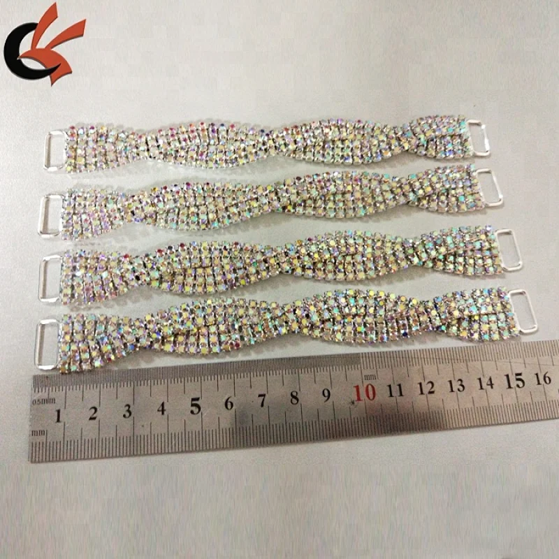 2018 hot sale!Sparkling AB Crystal bikini rhinestone connector for swimwear NPC IFBB