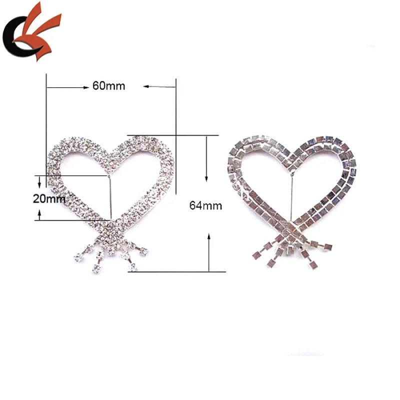 wholesale sparkly heart rhinestone ribbon buckles sliders for party decoration