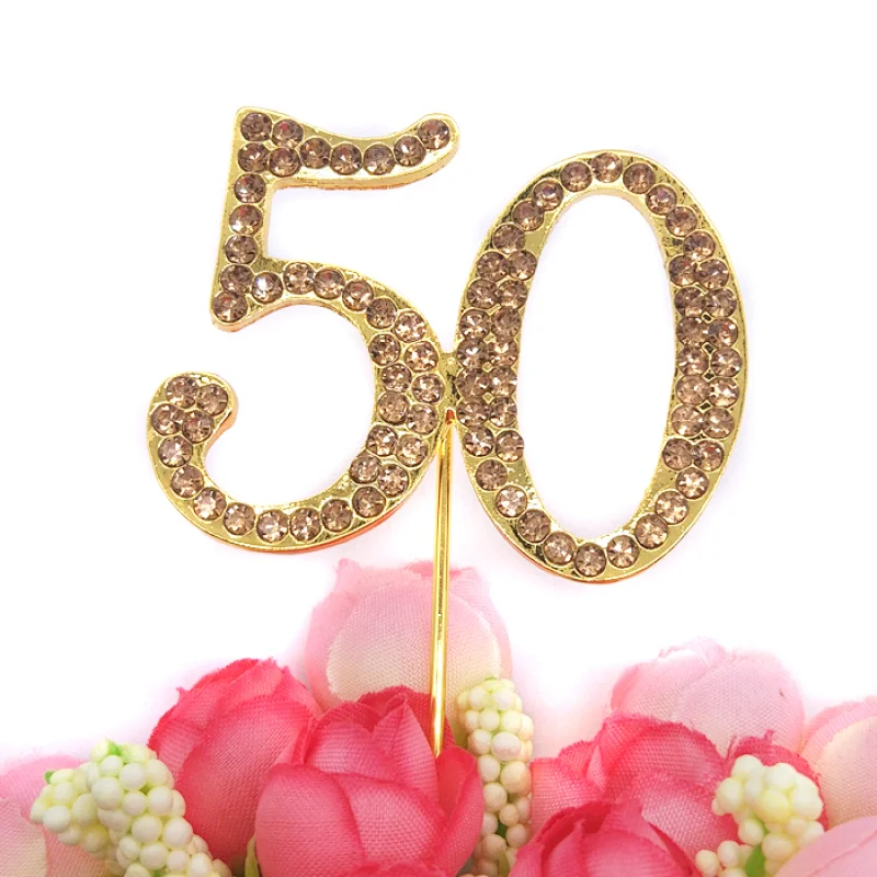 Rhinestone Double Number 50 Anniversary Cake Topper Cake Top Bling Double Digit Anniversary Cake Topper