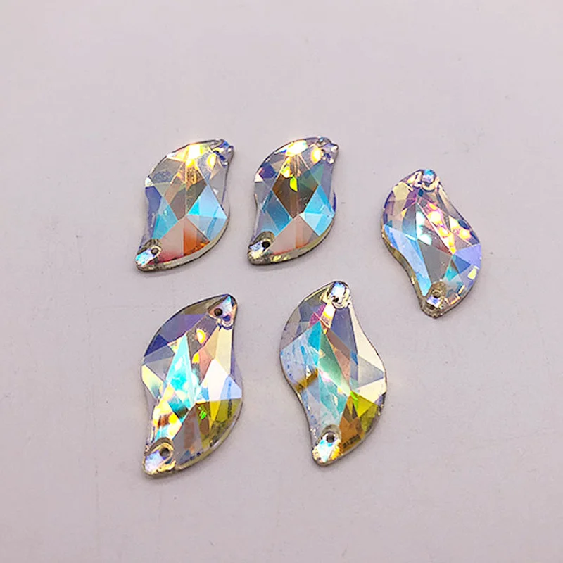 Hot sale Flat back  S shape 21*28mm crystal  sewing  on glass stone for wedding dress