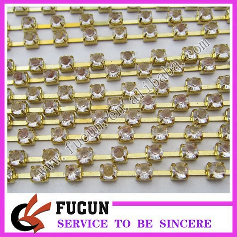 plating gold red rhinestone cup chain for decoration