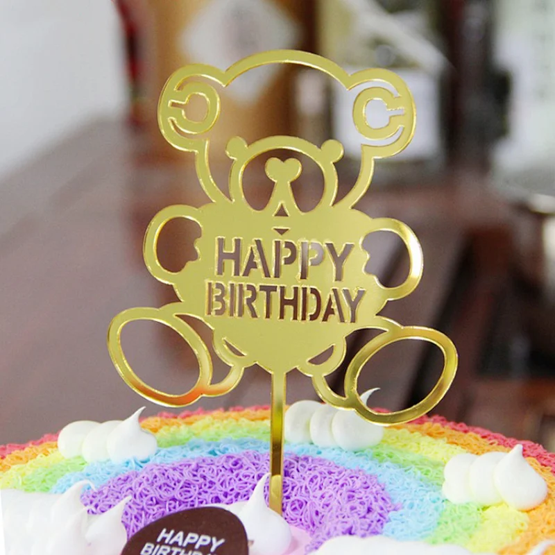 custom bear shaped acrylic happy birthday cake topper designs