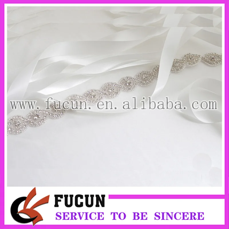 Hot sale diamond fabric trimming,crystal rhinestone sash appliques lace ribbon for wedding dresses decorations
