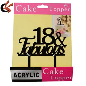 Birthday Party Decorations personalized 18 & Fabulous Black Acrylic Cake Topper