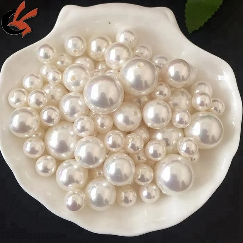 wholesale ivory faux pearl plastic pearl beads with hole or without hole