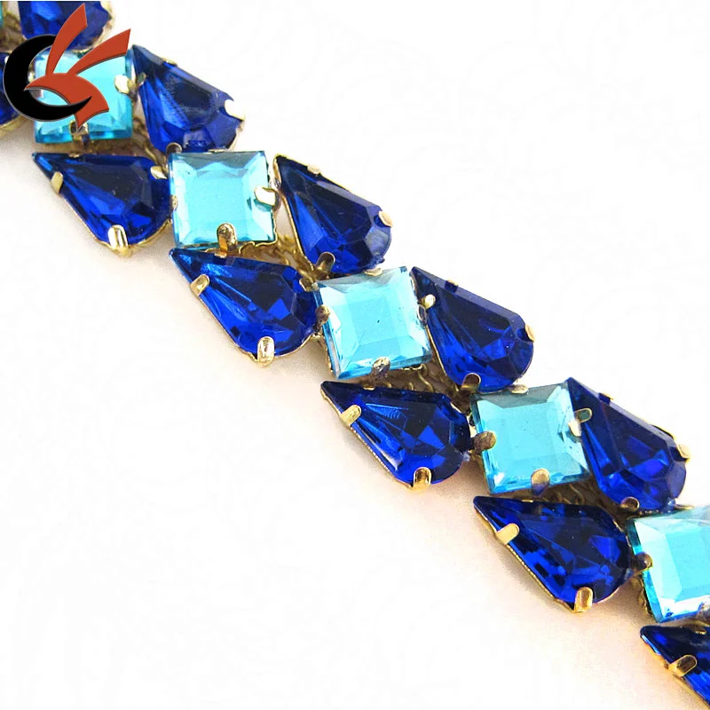 Blue and Aqua rhinestone trimming Carnival Dress decorate chain