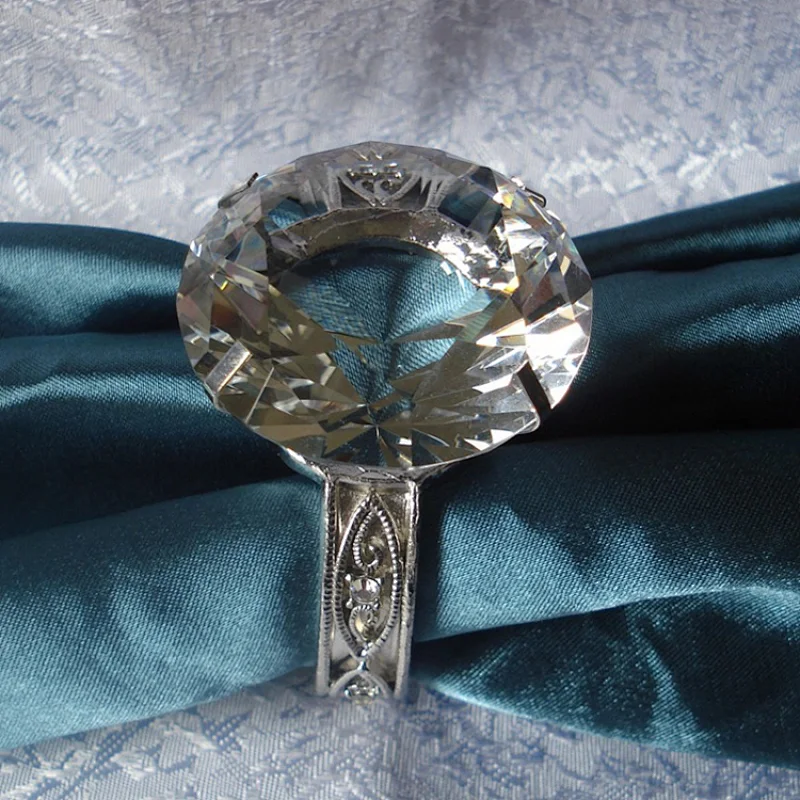 Fancy favor crystal glass diamond napkin rings for hotel folding napkins decors