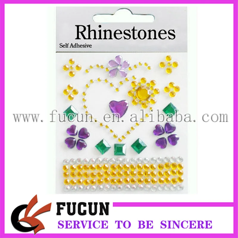 New self rhinestone adhesive sticker heart shape gems sticker