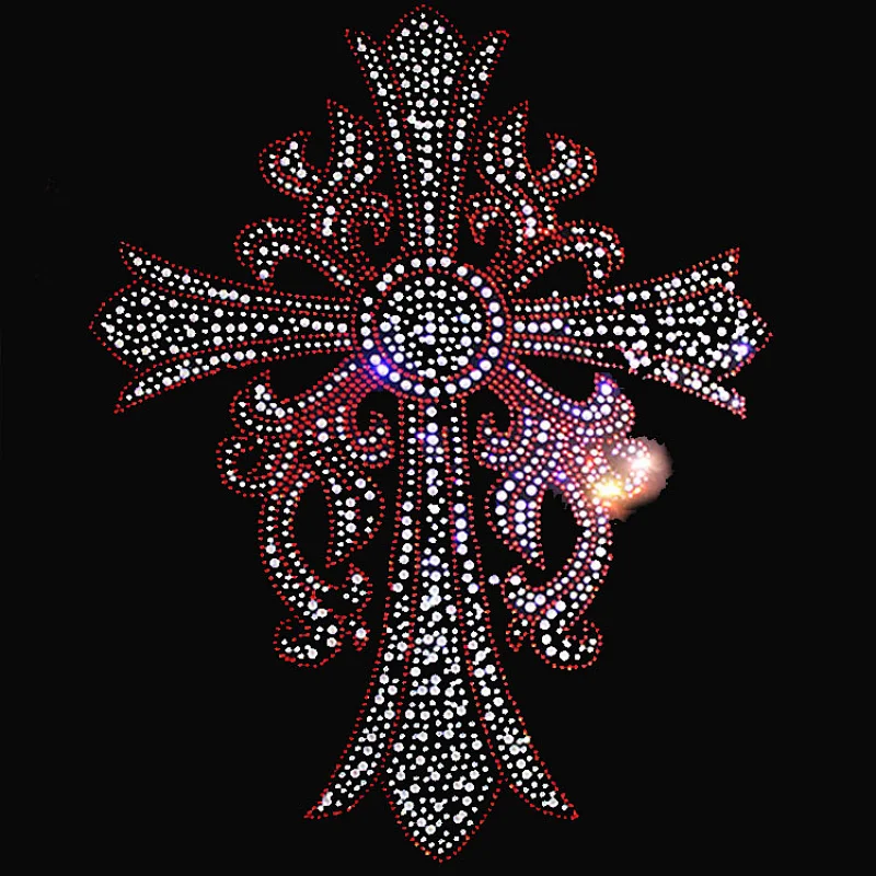 2019 cross Design Hot Fix Heat Transfer Rhinestones Motif