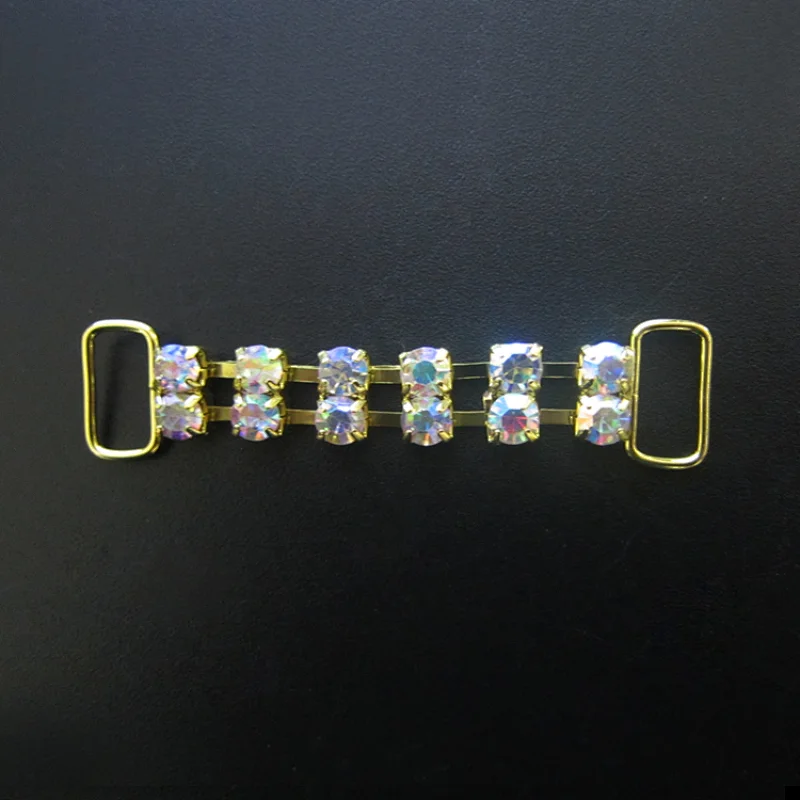 fashion custom metal swimwear rhinestone chain buckle AB crystal rhinestone bikini decorative