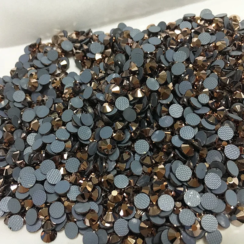 Wholesale flat back rose gold Hot Fix Rhinestones for decorate clothing