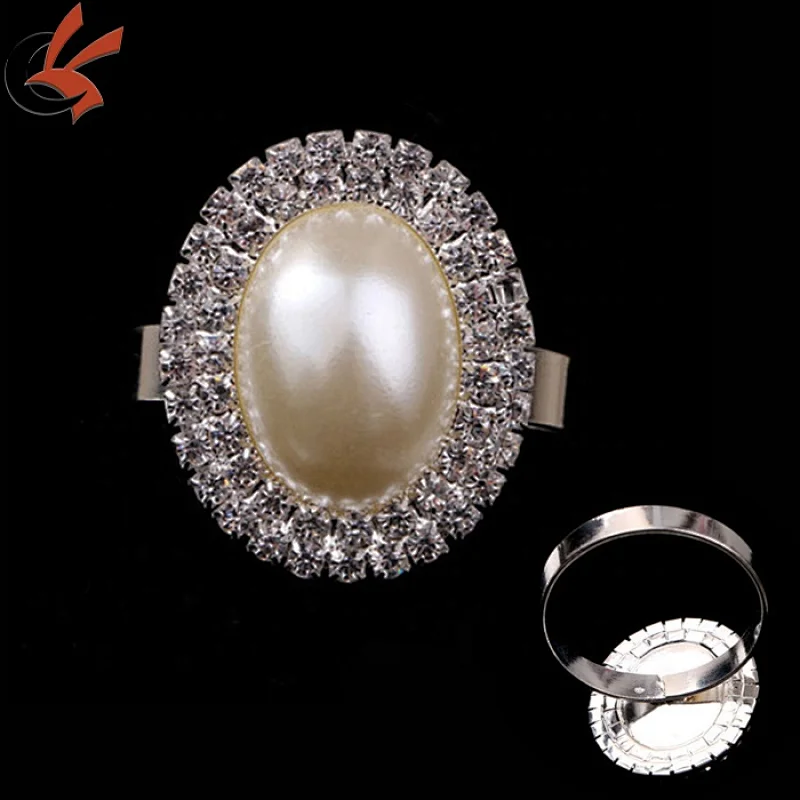 Wholesale Wedding Elegant Rhinestone Pearl Napkin Rings