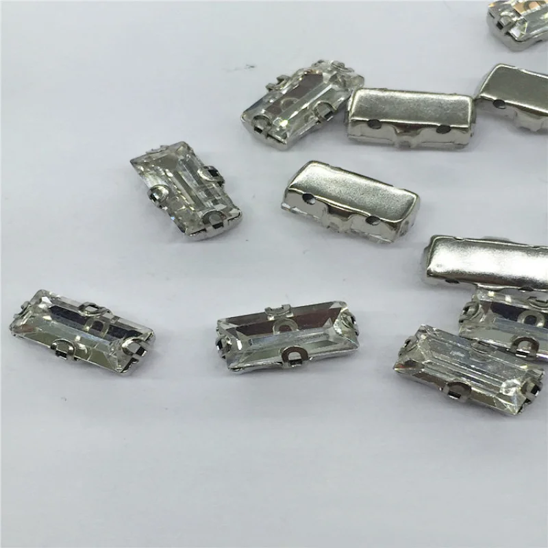 cheap price garment accessories loose rectangle crystal with silver claws sew on rhinestone claw setting