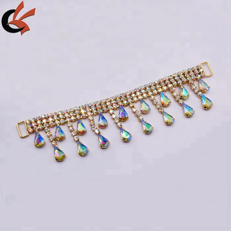 Factory bling bling custom drop AB clear rhinestone bikini connector