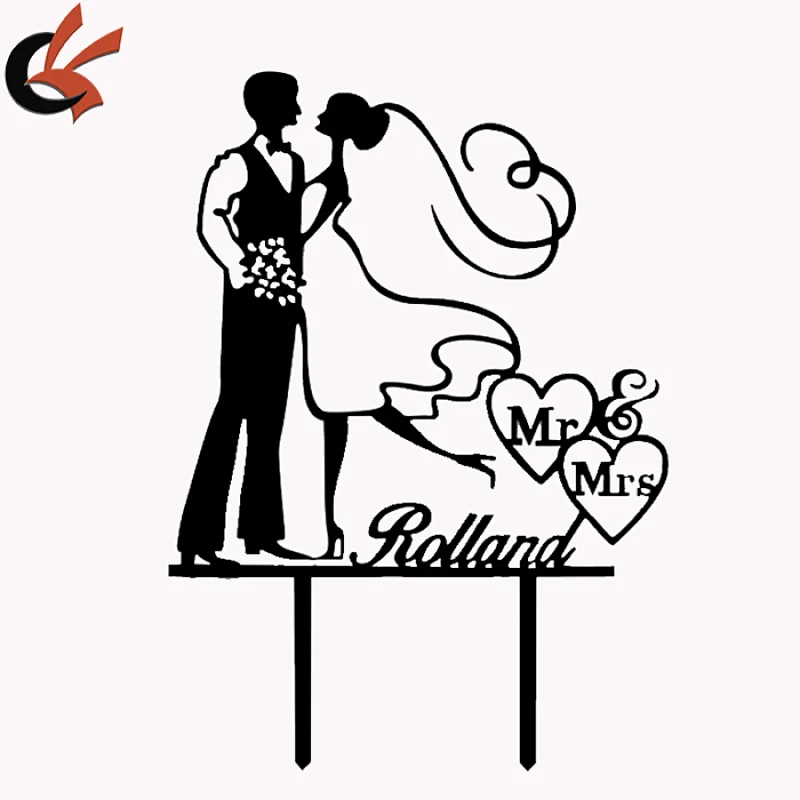 wholesale wedding decorative Bride and groom Mr and Mrs acrylic cake stand topper