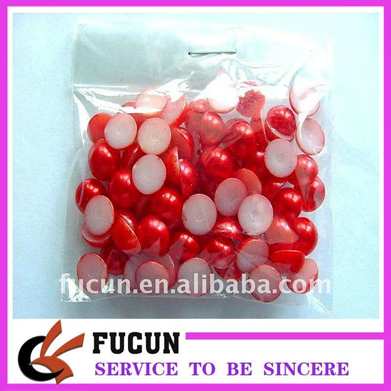 cheap red half round plastic pearl bead