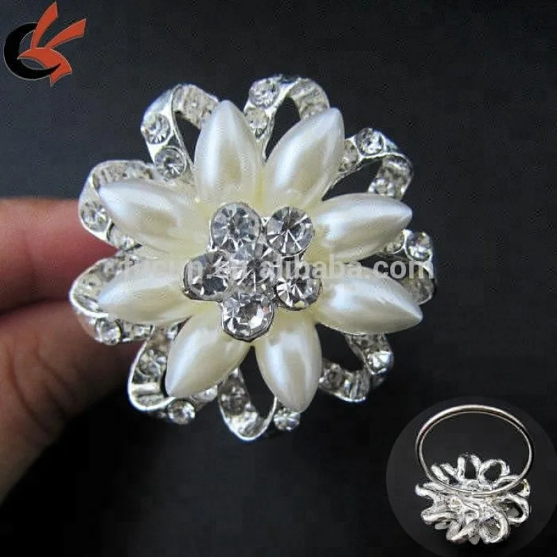 cheap pearl flower napkin ring holders for wedding