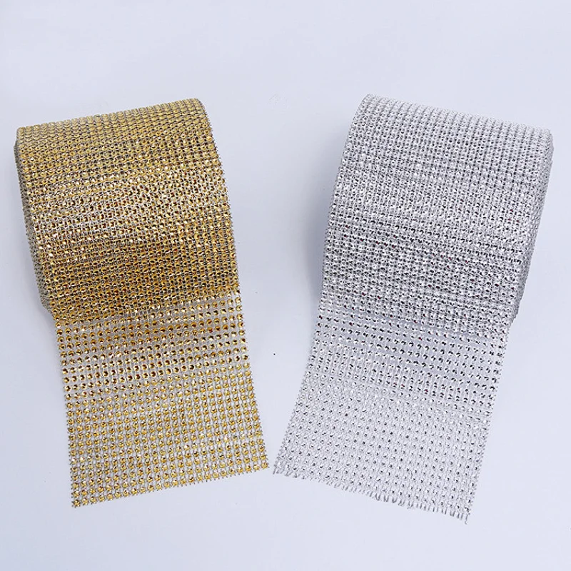 Silver and gold 24 rows plastic empty mesh wrap trimming for wedding accessories decorative
