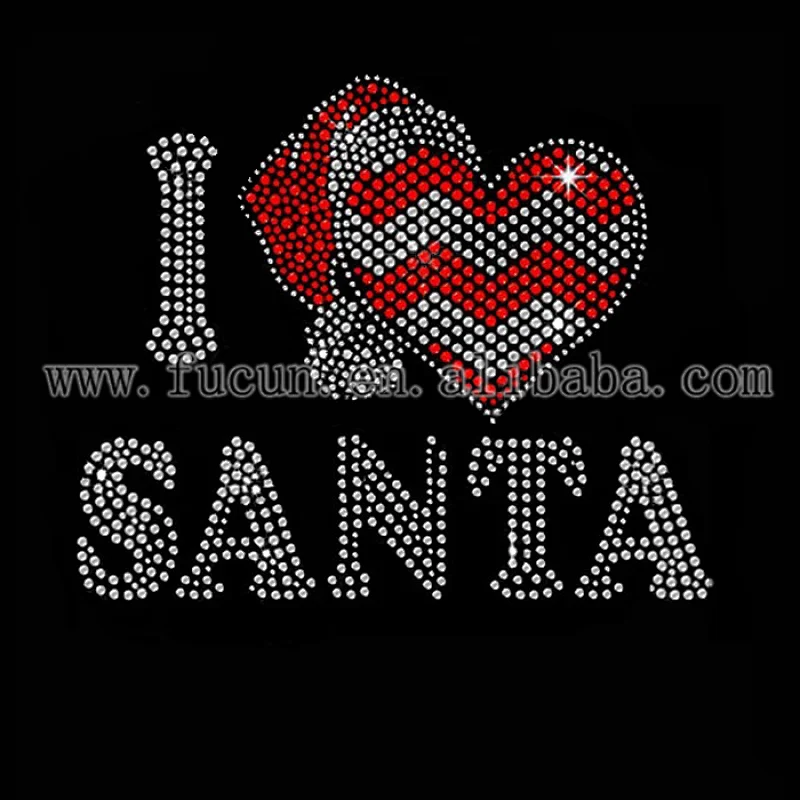 Alibaba Wholesale Christmas Iron On Hot Fix Rhinestone Transfer Motif