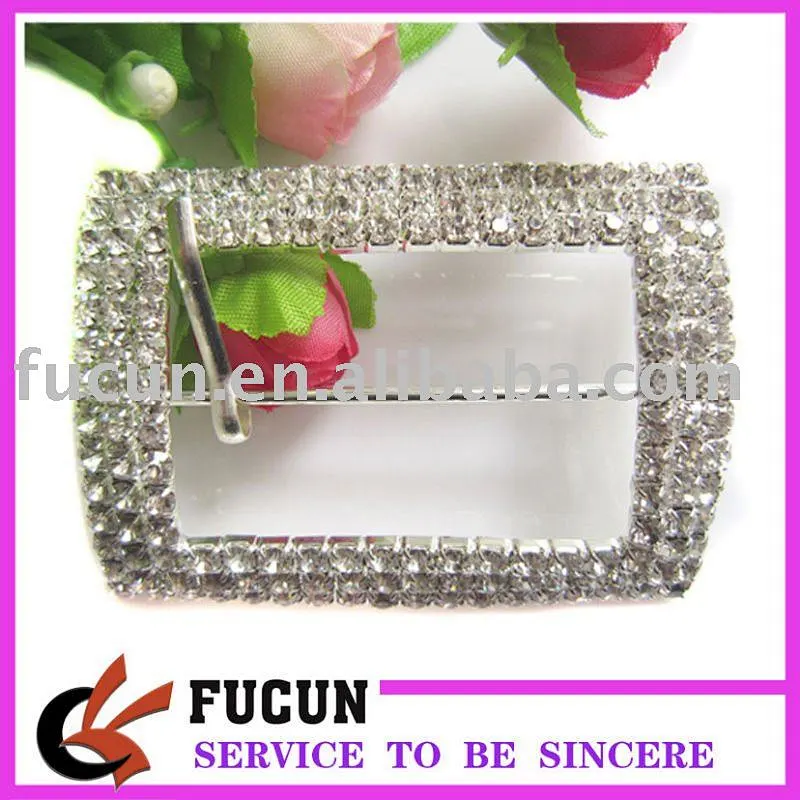 Three rows decorative rhinestone rectangle diamond buckle for wedding invitations
