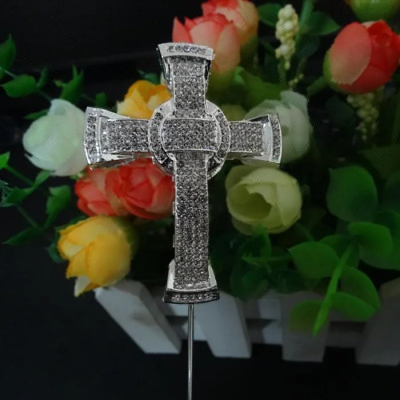 2018 Christening wholesale new Rhinestone Cross Baptism Communion Christening Easter Party Cake Topper