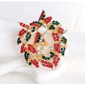 Merry Christmas Hanging Bell Wreath Brooch Pins for Decoration