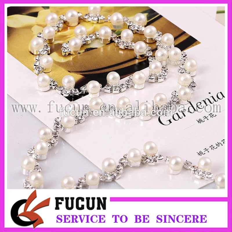 costume applique silver pearls rhinestone trims