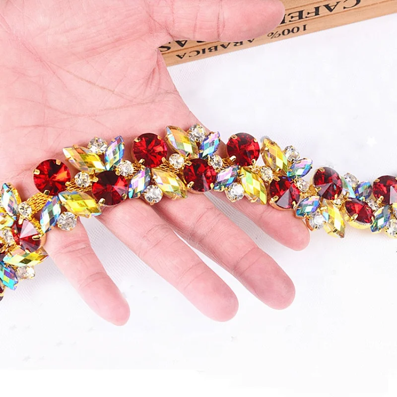 Hot Sale New Product 2020 mixed colorful combination rhinestone neck decoration trimmings chains