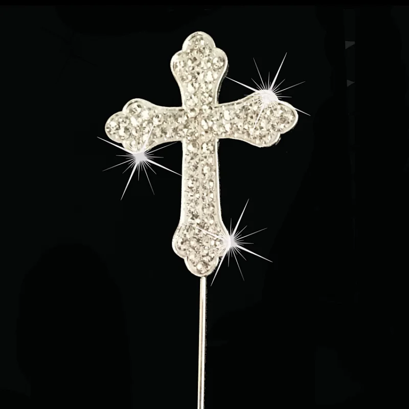 Festival party supplier table centerpieces rhinestone Cross Church Baptisms Christening cake topper
