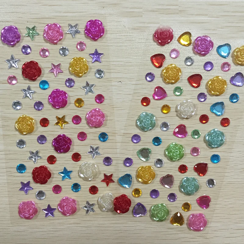 New Design Assorted Colours and Shape Acrylic Rhinestone Craft Gem Sticker for Decoration