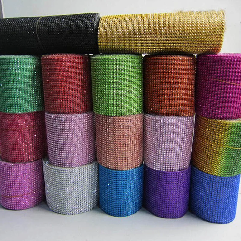 24 Row Imitation Assorted Color Diamond Ribbon Trim Wrap Mesh for Wedding Decoration