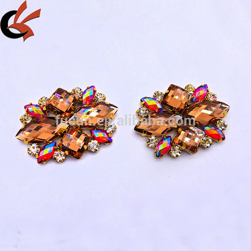 wholesale flatback crystal rhinestone colorful resin shoe clip rhinestone brooch