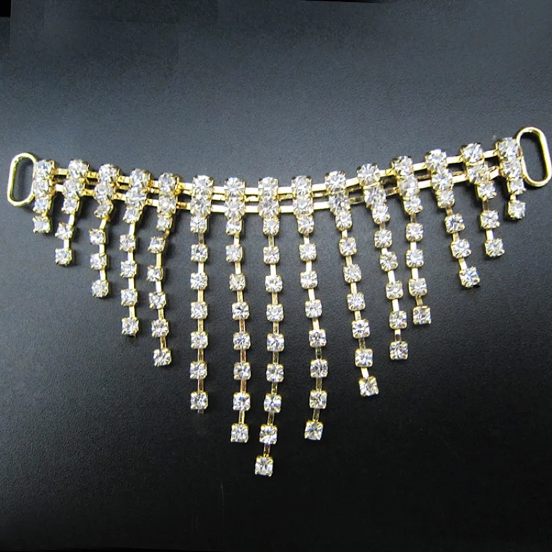 Wholesale Rhinestone Gold Tassels Haunch Hanging Bikini Connector