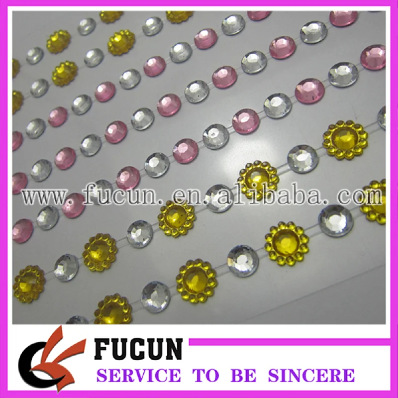 Promotional round acrylic diamond high quality rhinestone sticker