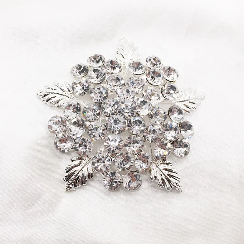 Wholesale Vintage Crystal Women Rhinestone Wedding Invitation Bridal Flower Brooches Without Pins