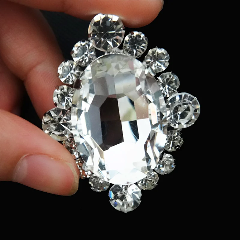 Fancy oval jewelry fake rhinestone alloy metal brooch pins