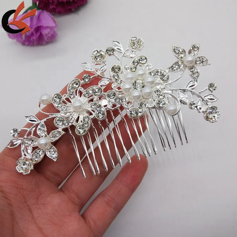 Bridal Wedding Crystal Rhinestones Diamante Vintage Pearl Hair Comb Clip